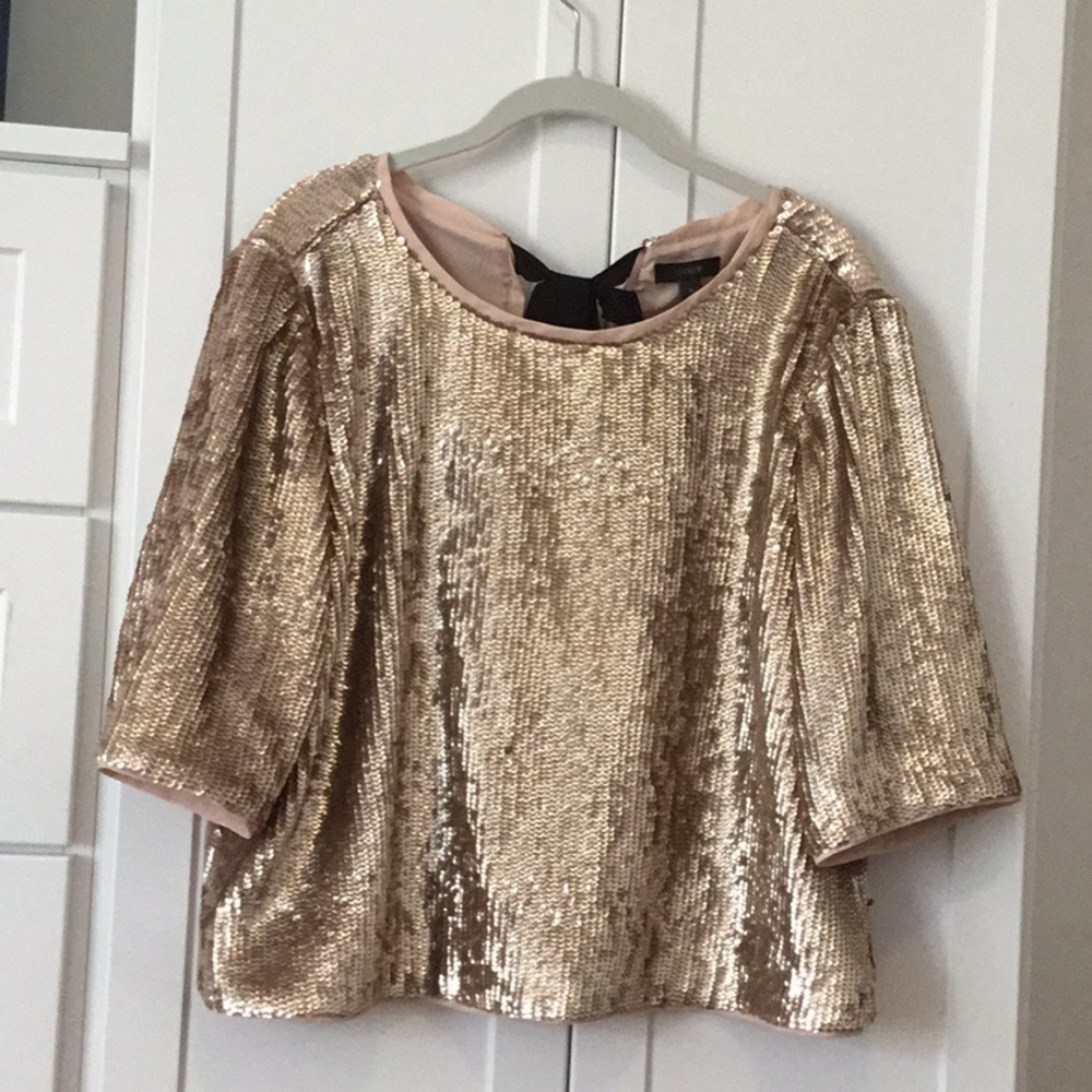 J Crew Rose Gold Sequin Top